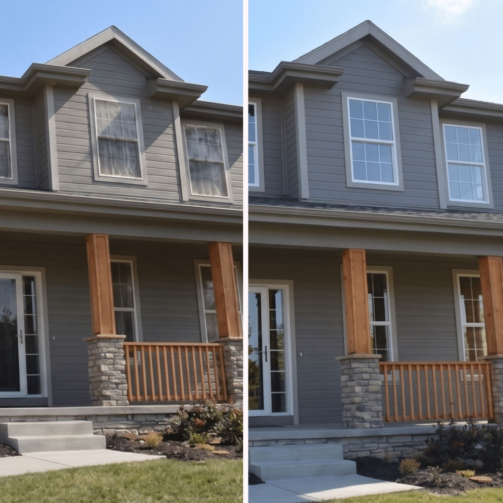 two-story window before-after